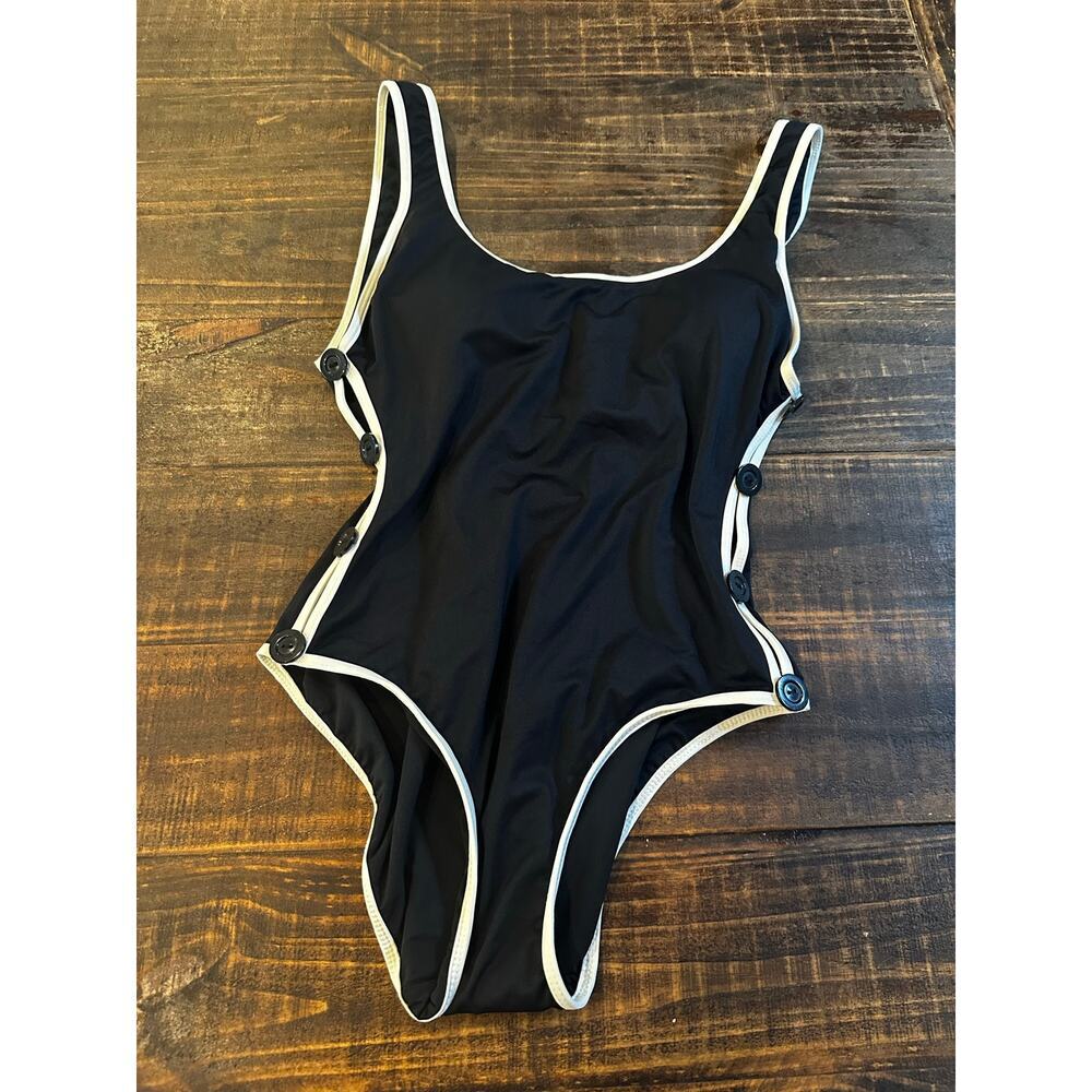 Black DKNY Swimsuit sz 8 Button Side Swimsuit